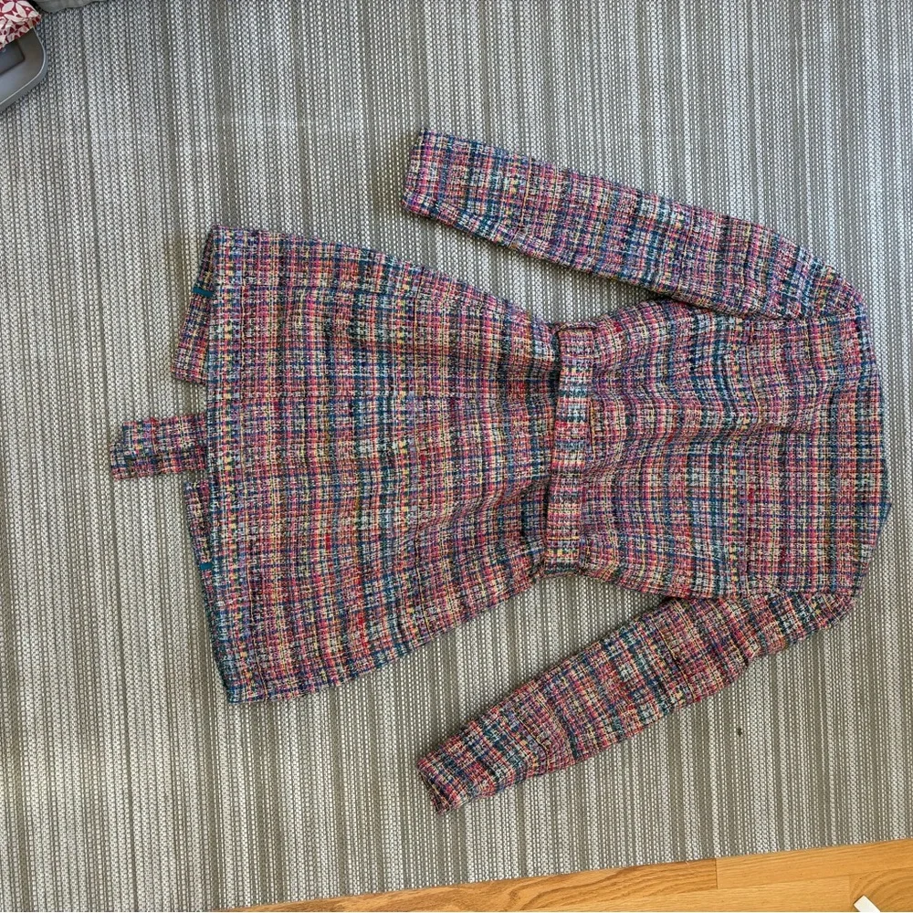 L'AGENCE Colorful Tweed Belted Blazer Coat - Picture 2 of 7